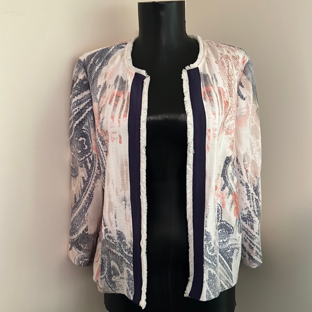 Chicos blue knit open jacket size 1
